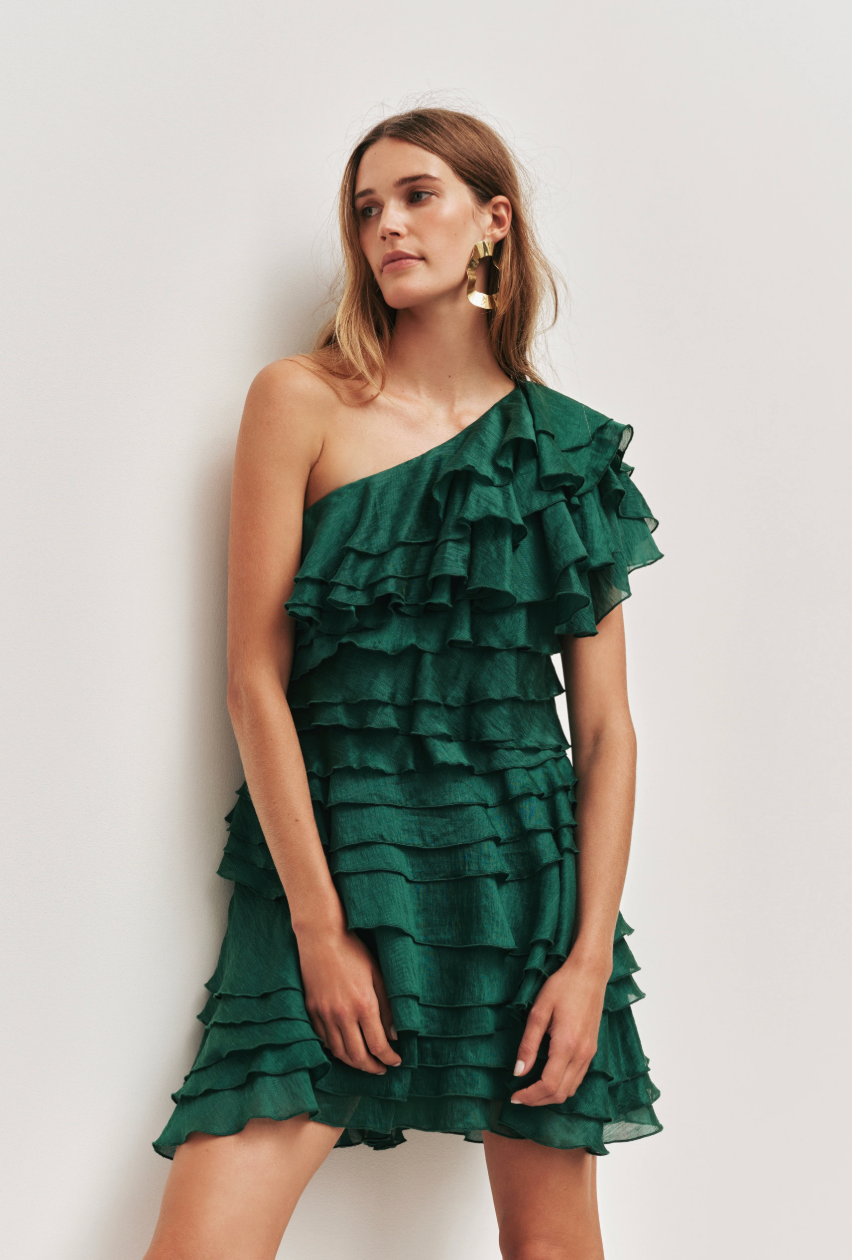 Aje Rosaline Mini Dress Forest Green | size XS
