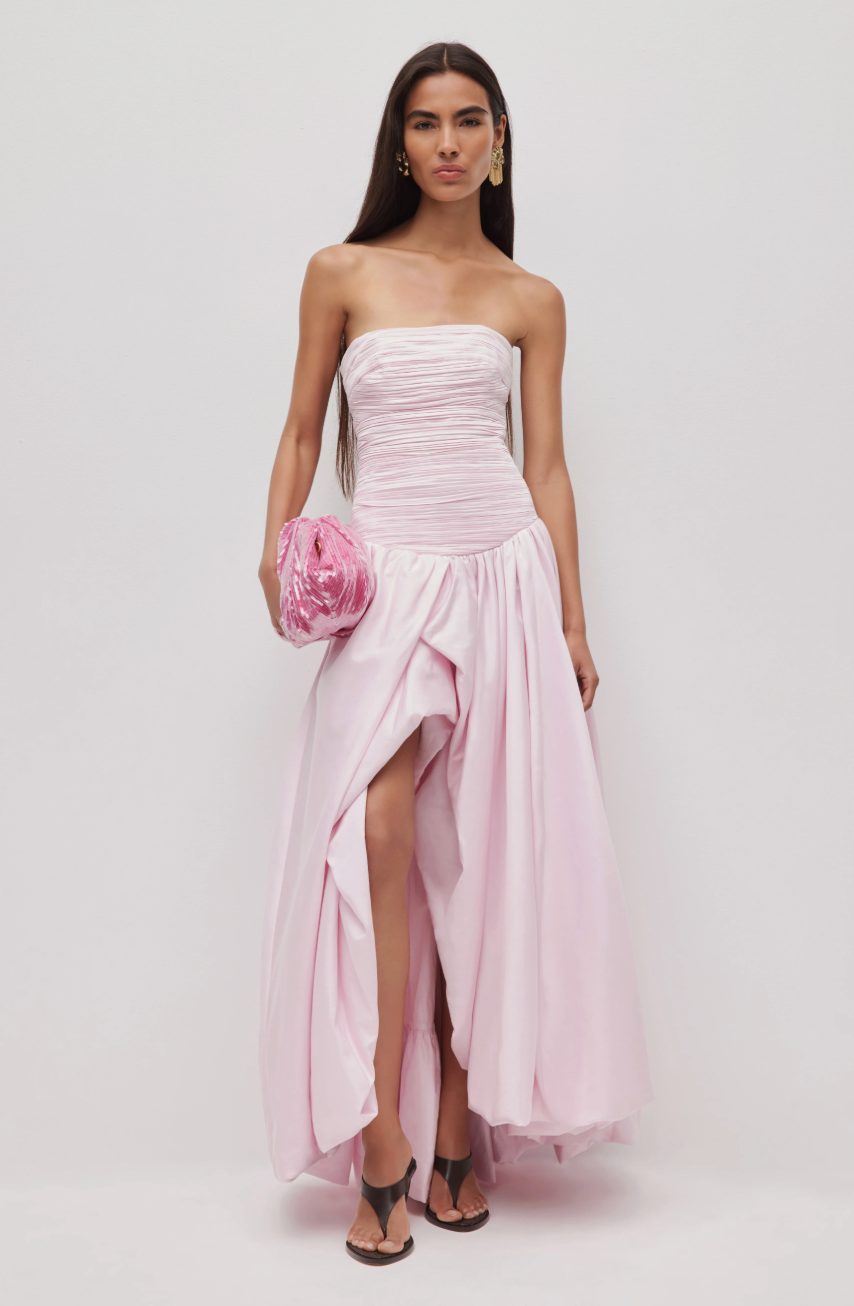 Aje Violette Bubble Hem Maxi Dress Pastel Pink | size S