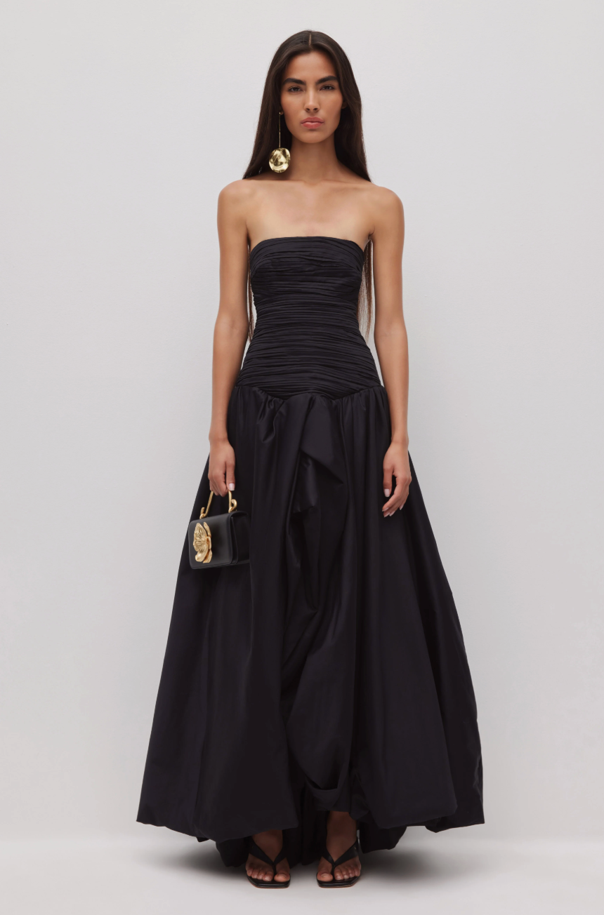 Aje Violette Bubble Hem Maxi Dress Black | size XS