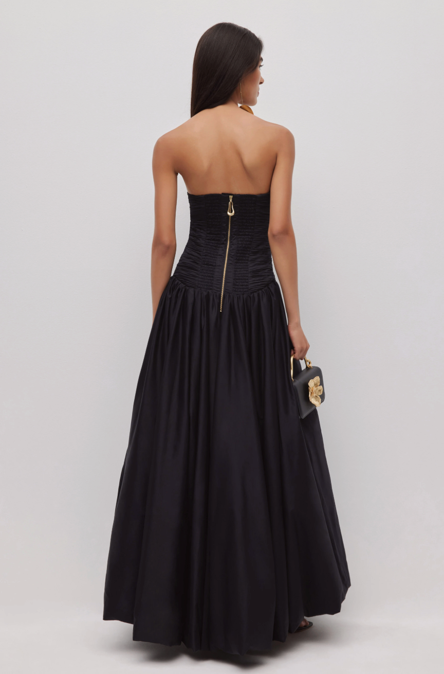 Aje Violette Bubble Hem Maxi Dress Black | size XS